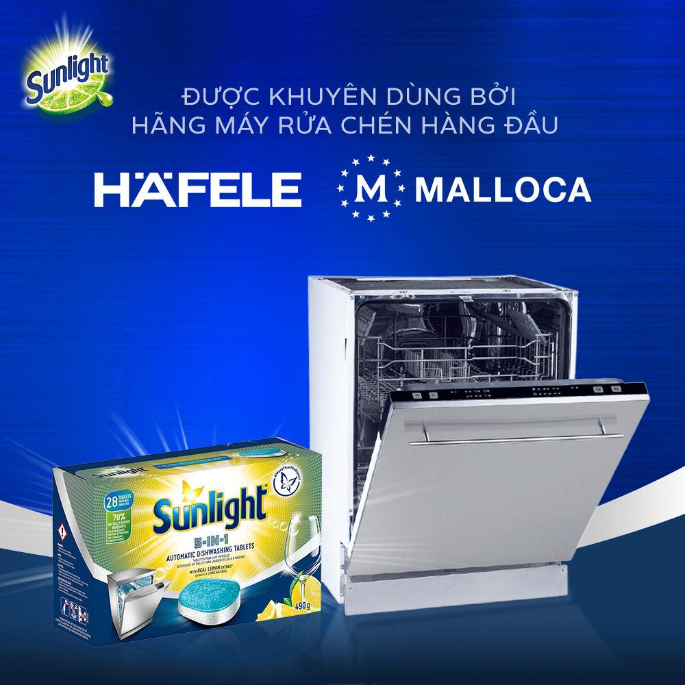 Combo 3 Hộp Viên Rửa Chén Bát Sunlight 5 in 1 Cho Máy Rửa Chén Bát