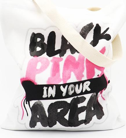 Túi tote vải thiết kế Black Pink 40x35cm