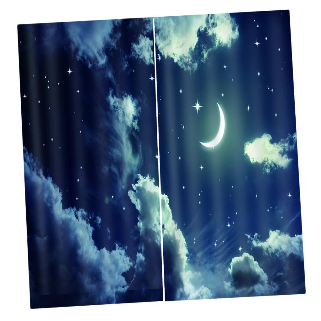 Night Sky Print Living Room Window Drapes 2 Panel Set MACHINE WASHABLE
