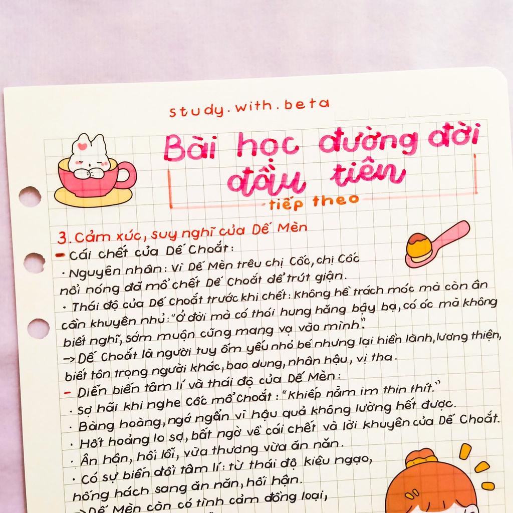 Sổ takenote văn 6, sổ tay ghi chép văn 6, sổ lò xo bìa trong Beta, sổ còng đóng Binder làm sổ planner bullet journal