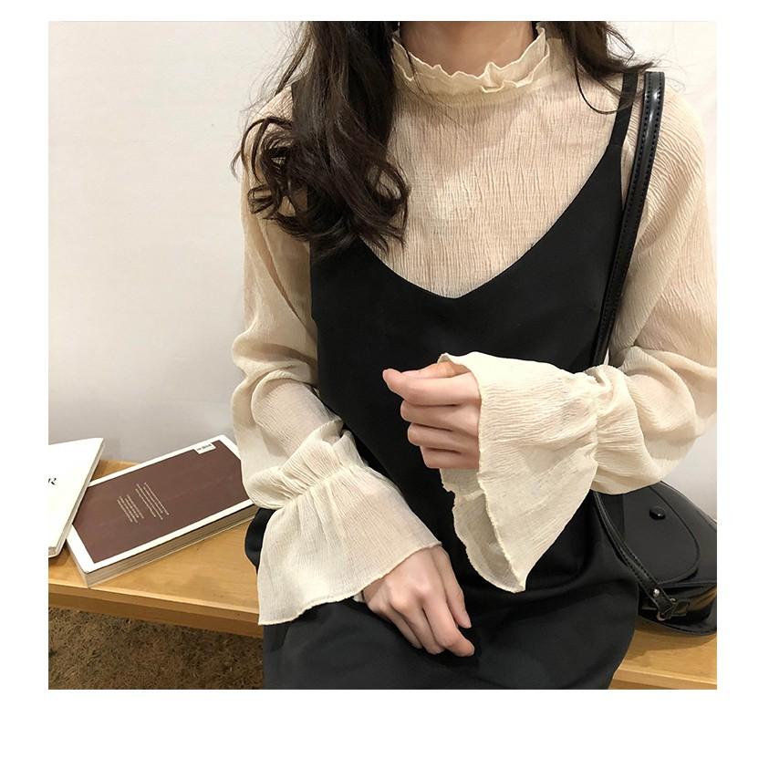 Set áo kem + váy đen