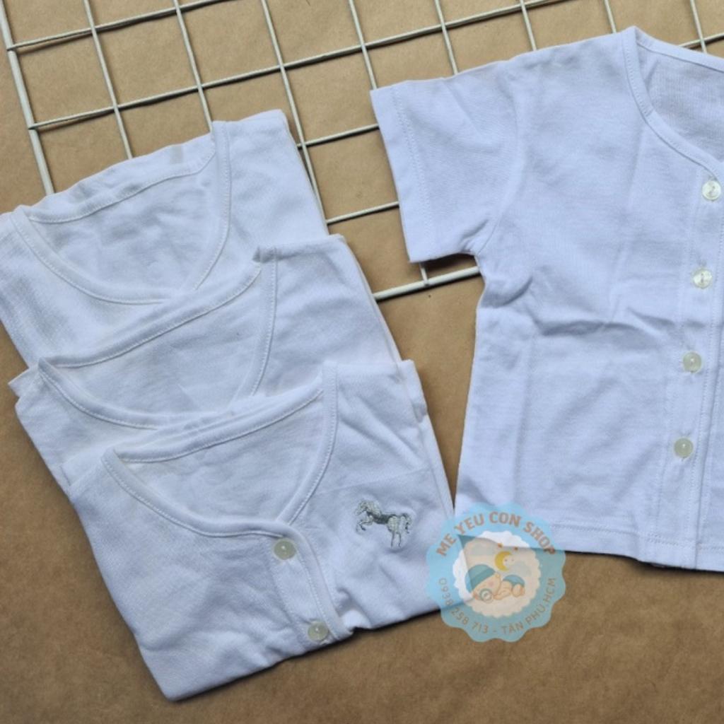 ÁO SƠ SINH COTTON TRẮNG THÊU HÌNH TAY NGẮN/ TAY DÀI CHO BÉ - MIATOP