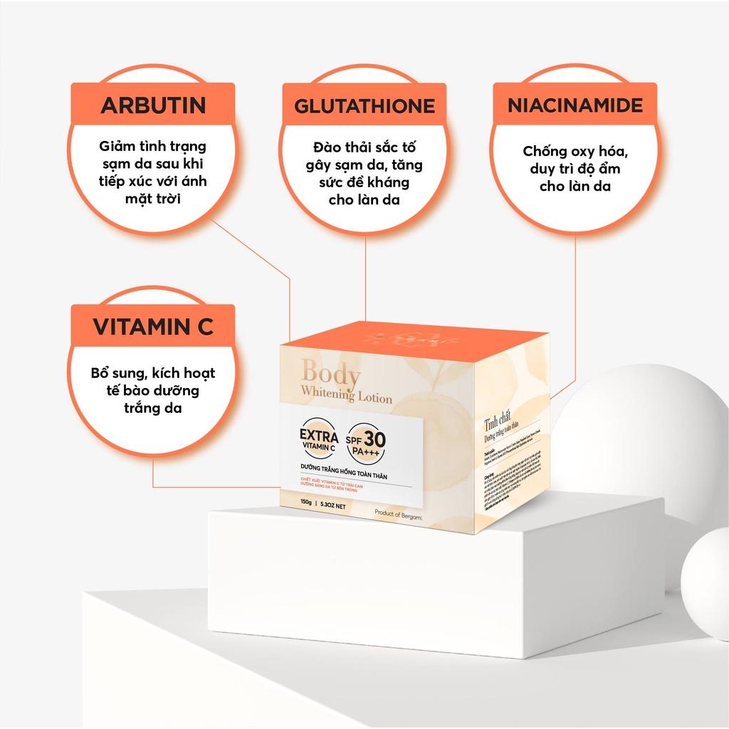 Kem dưỡng trắng da body Bergami - Tinh chất dưỡng trắng chuyên sâu từ hạt Nano Vitamin C 150g