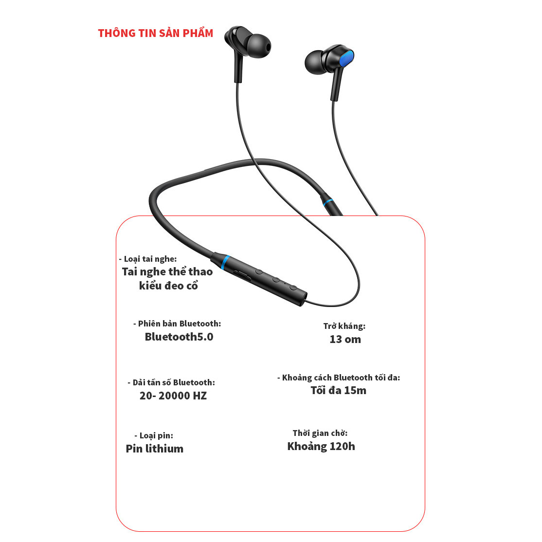 Tai nghe  Bluetooth đeo cổ Hitoor HT10 Âm thanh nổi trong tai - tai nghe Thể thao chạy ngoài trời không thấm mồ hôi - hàng nhập khẩu