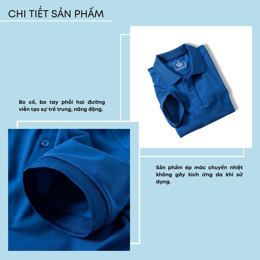 Áo polo nam ADINO màu xanh đậm phối viền chìm vải cotton co giãn dáng công sở slimfit hơi ôm trẻ trung AP83