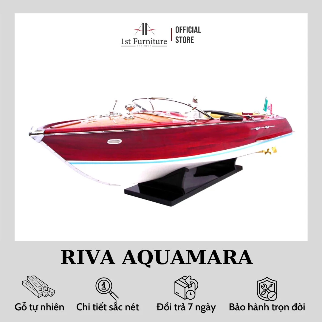 Mô hình cano RIVA AQUARAMA cao cấp, mô hình thuyền gỗ tự nhiên sang trọng lắp ráp sẵn 1st FURNITURE