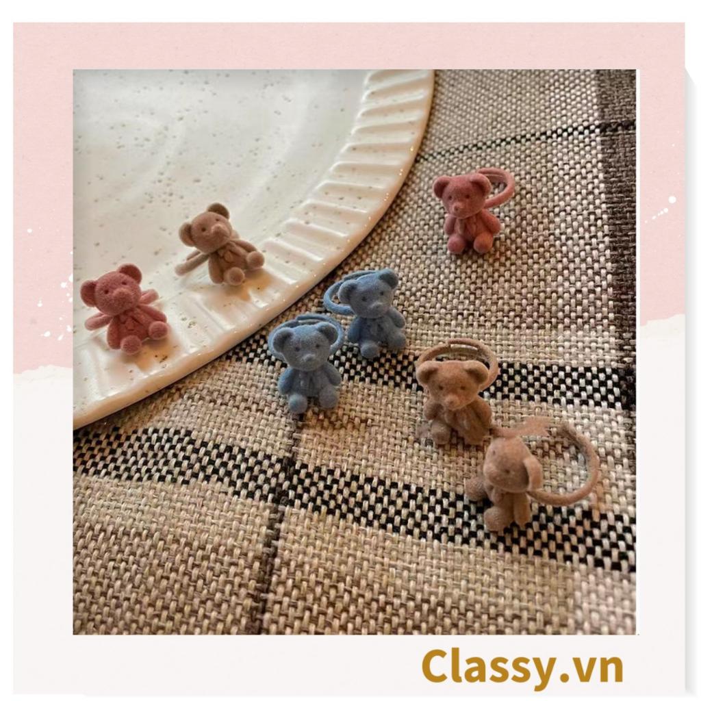 Nhẫn hở bọc vải nhung Classy  họa tiết gấu và thỏ độc đáo PK1396