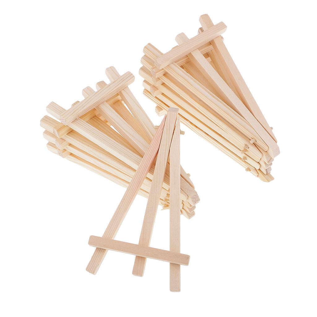 50x Wooden Tripod Easel Display Painting Table Number Stand Card 15.5x7.5cm