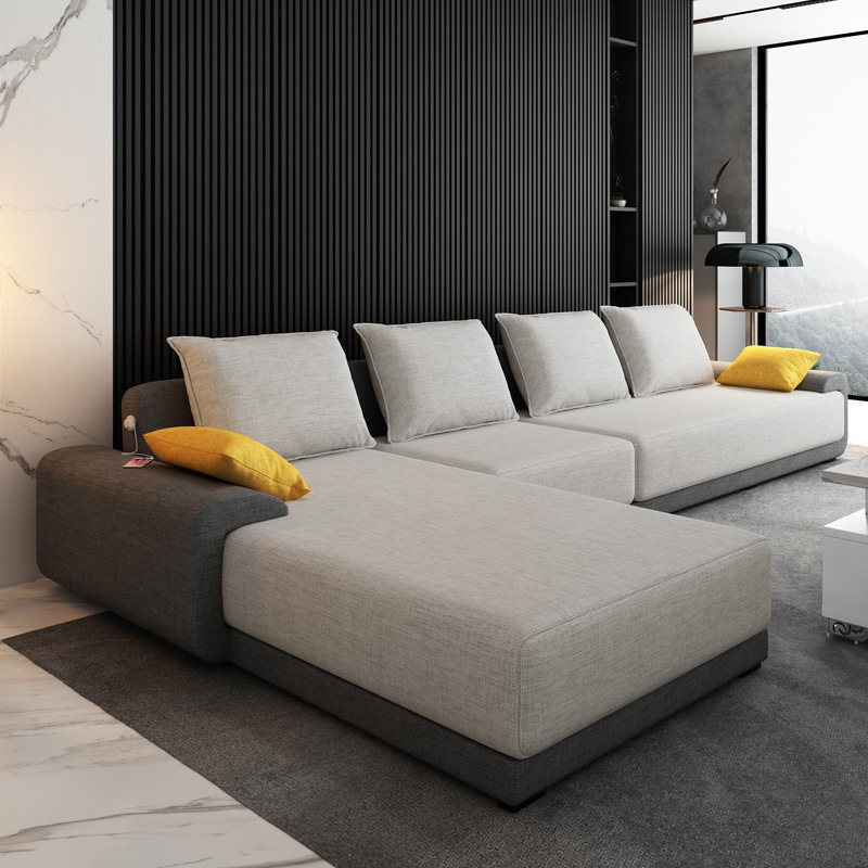 Ghế Sofa Góc L Bọc Vải Bố Nệm Mút Êm Ái, Khung Gỗ Sồi Chắc Chắn Mẫu Mới Mã HG-06