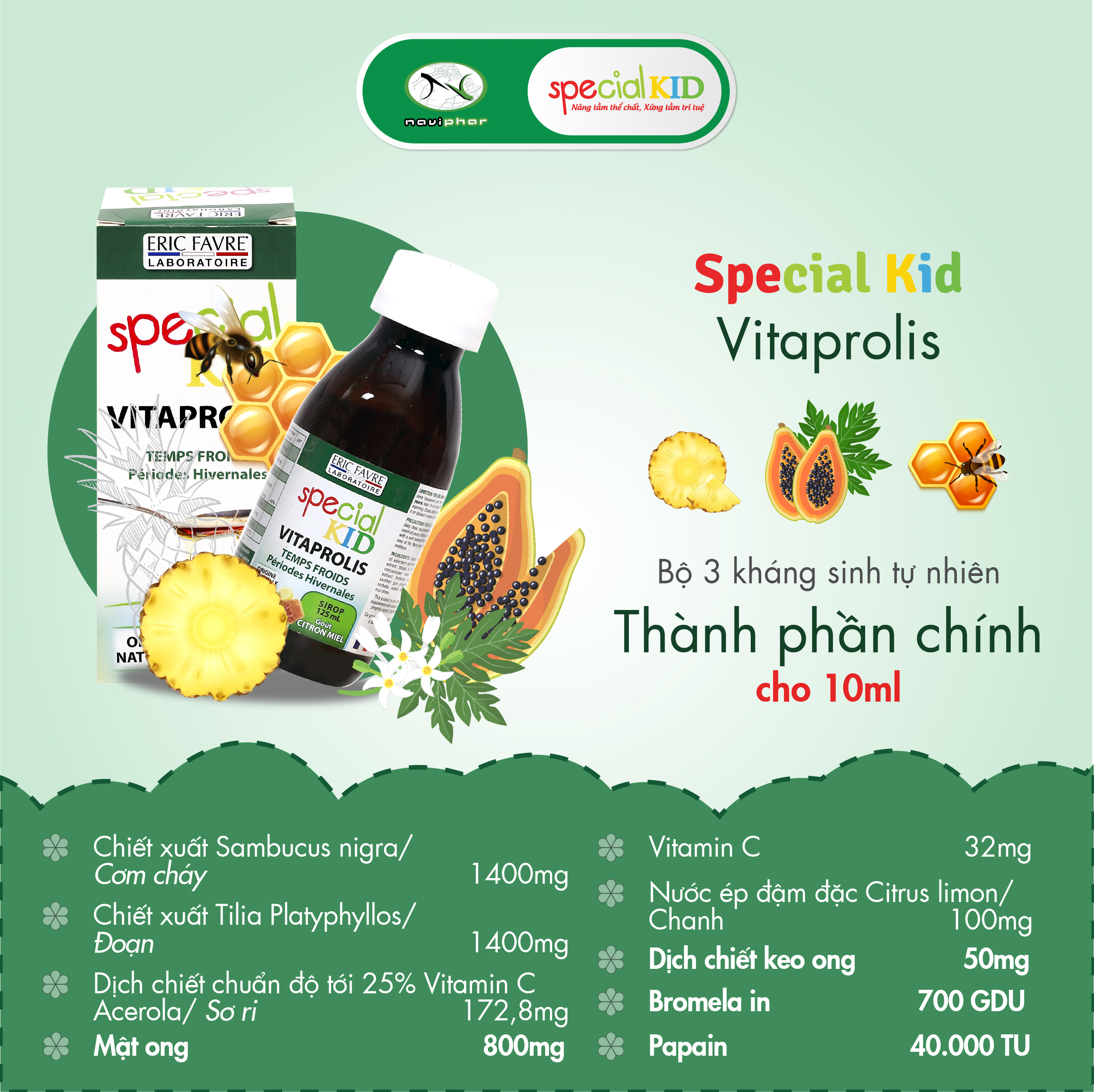 TPBVSK Special Kid Vitaprolis - Hỗ trợ giảm nguy cơ viêm đường hô hấp trên, hỗ trợ tăng cường sức đề kháng