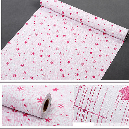 5m giấy decal cuộn hoa 5 cánh hồng DT53(45x500cm)
