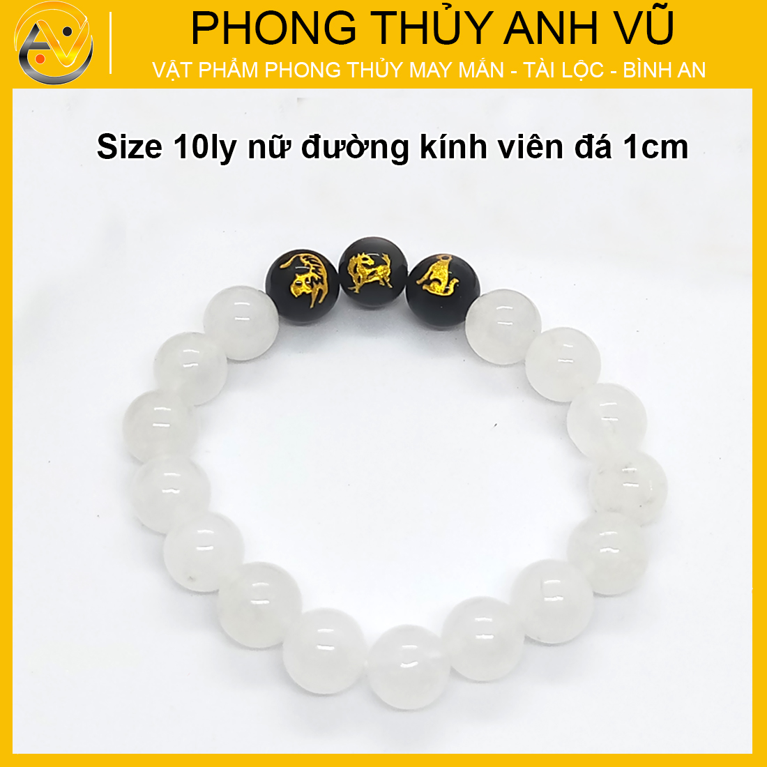 Vòng tay đá mã não tam hợp dần ngọ tuất - size 8 10ly cho nữ mệnh thủy, mệnh kim - có khai quang điểm nhãn may mắn tài lộc - bảo hành 12 tháng - PHONG THỦY ANH VŨ