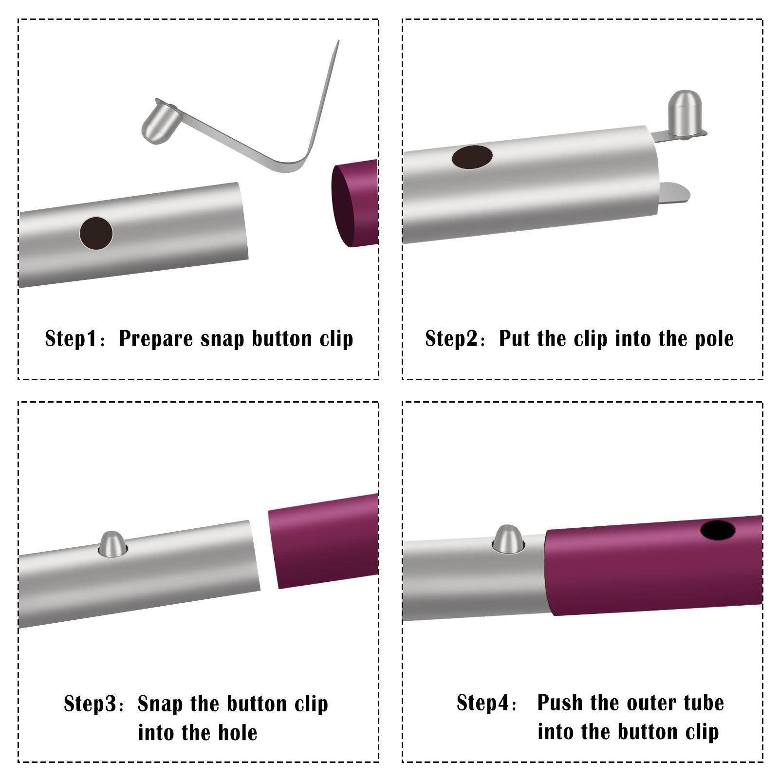 6pcs 8mm Stainless Steel Tent Snap Button Clips