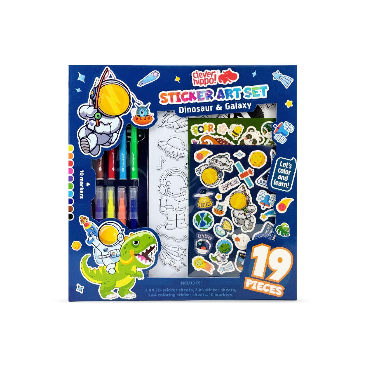 Đồ Chơi Bộ Sticker Nghệ Thuật Và Bút Marker - Dinosaur &amp; Galaxy CLEVERHIPPO SS02