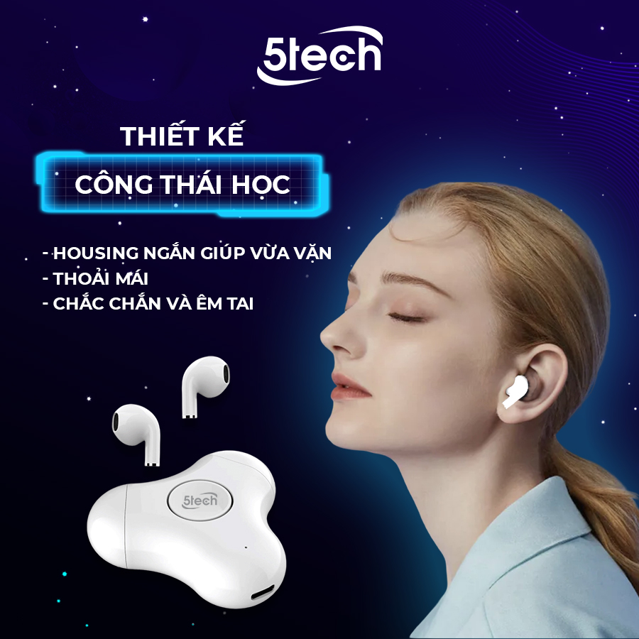 Hình ảnh Tai nghe bluetooth , tai nghe không dây 5TECH 5T226 hàng chính hãng chống nước , pin trâu tích hợp con xoay 3 cánh giúp xả stress , giảm căng thẳng mệt mỏi