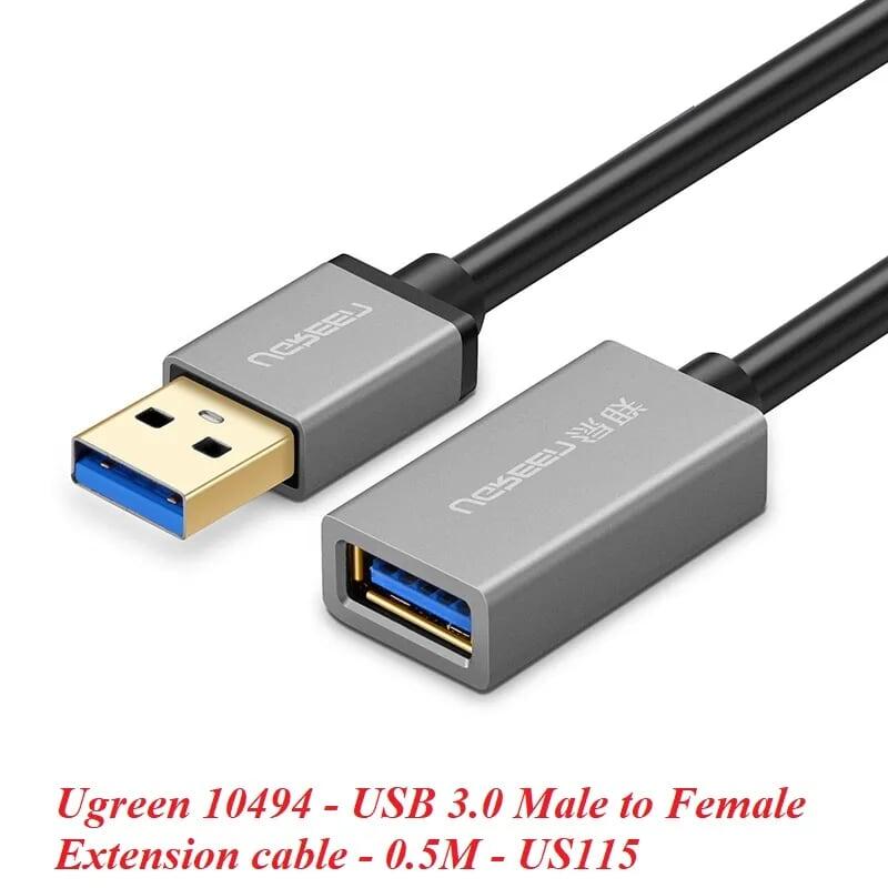 Ugreen UG10494US115TK 0.5M màu Đen Cáp tín hiệu nối dài USB 3.0 dáng dây nhỏ cao cấp - HÀNG CHÍNH HÃNG