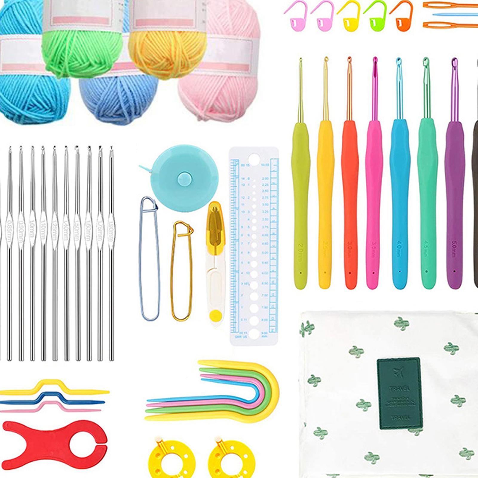 Crochet Hook Set Knitting with Case Weave Yarn Kits for Beginners
