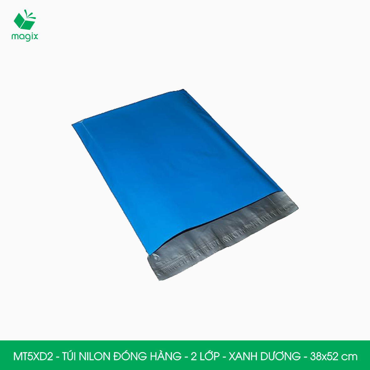 MT5XD2 - 38x52 cm - Combo 100 túi nilon niêm phong đóng hàng 2 lớp - Xanh dương