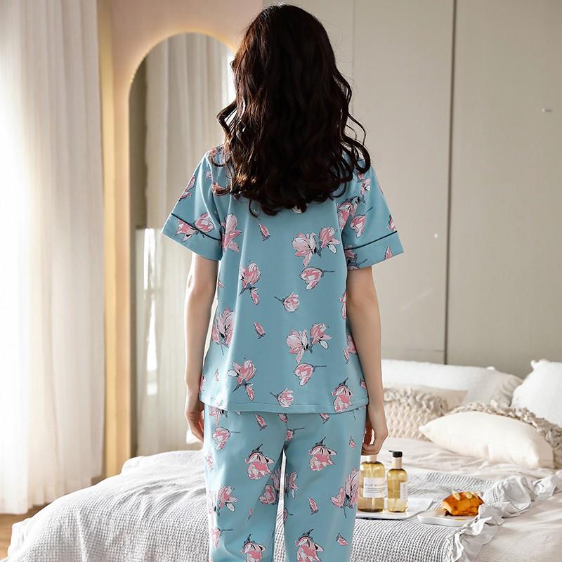 Bộ Pijama cộc tay nhẹ nhàng, sang trong, vải cotton 100% siêu thoáng mát, giặt máy thoải mái không bai, không xù lông