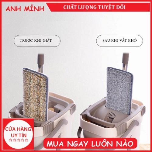 Bộ Cây Lau Nhà 360 Độ Tự Vắt Thông Minh Đa Năng Xoay 2 Vách Ngăn Cao Cấp