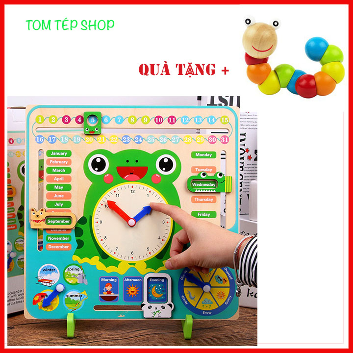 ĐỒ CHƠI GIÁO DỤC - ĐỒNG HỒ ẾCH ĐA NĂNG 7IN1 HỌC GIỜ, THỨ , NGÀY THÁNG, THỜI TIẾT VÀ CÁC MÙA CHO BÉ PHÁT TRIỂN TRÍ NÃO, TƯ DUY