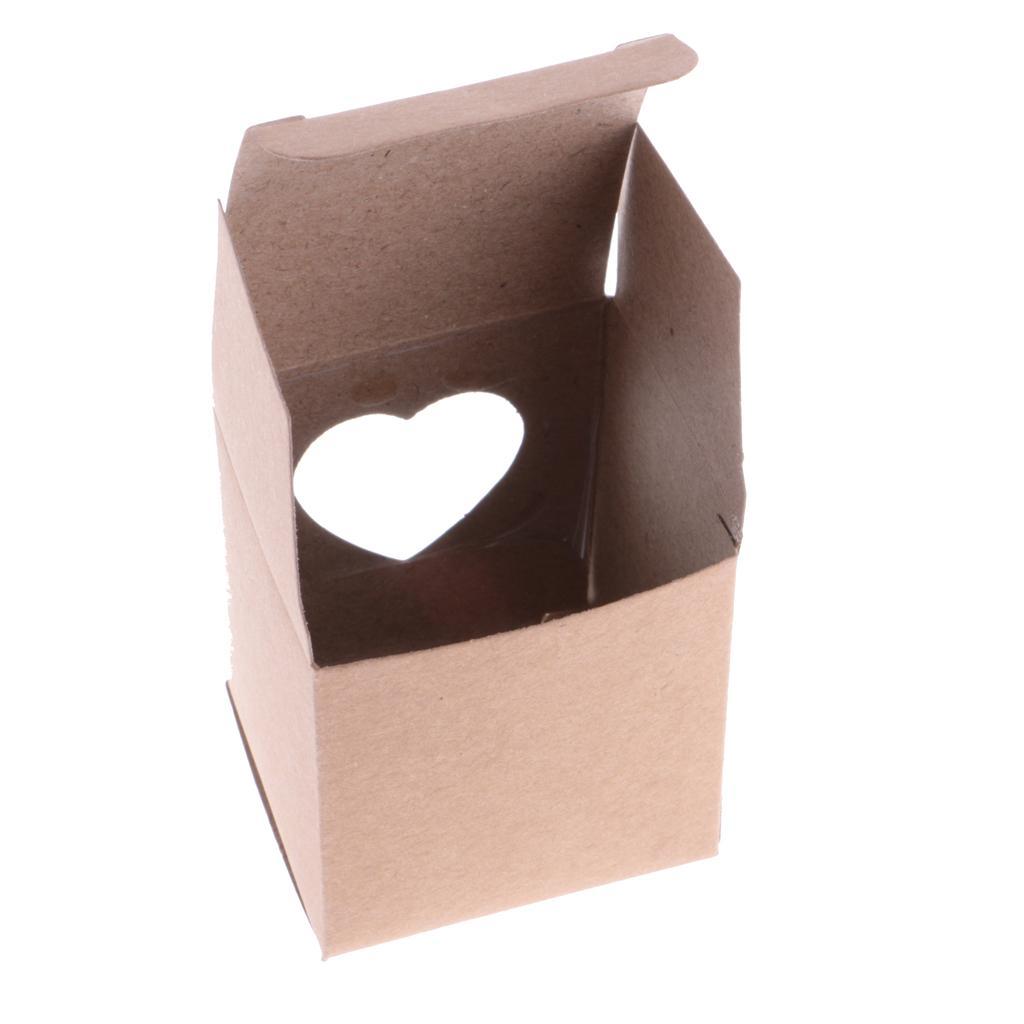 2X 50 Pieces DIY Kraft Rustic Candy Gift Boxes Heart Window Decor Wedding Favor