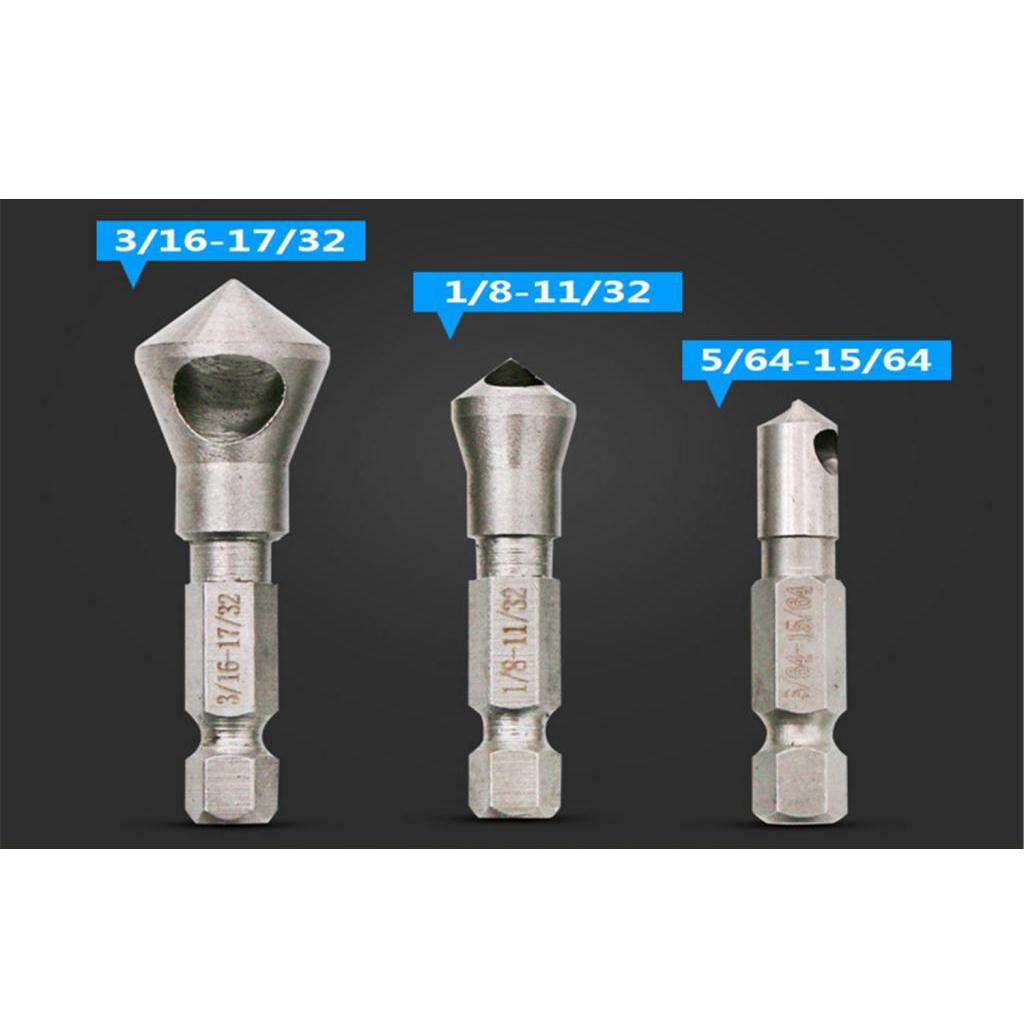 3Pcs Countersink Bits Counter Sink Drilling Wood Screw Power Drill Bits Tool
