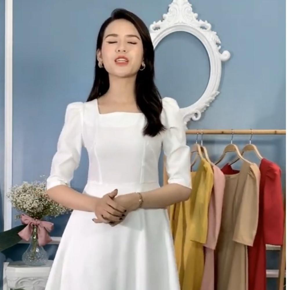 Váy cao cấp lụa trượt hàn, đầm công sở nữ đủ size từ S đến size xxl