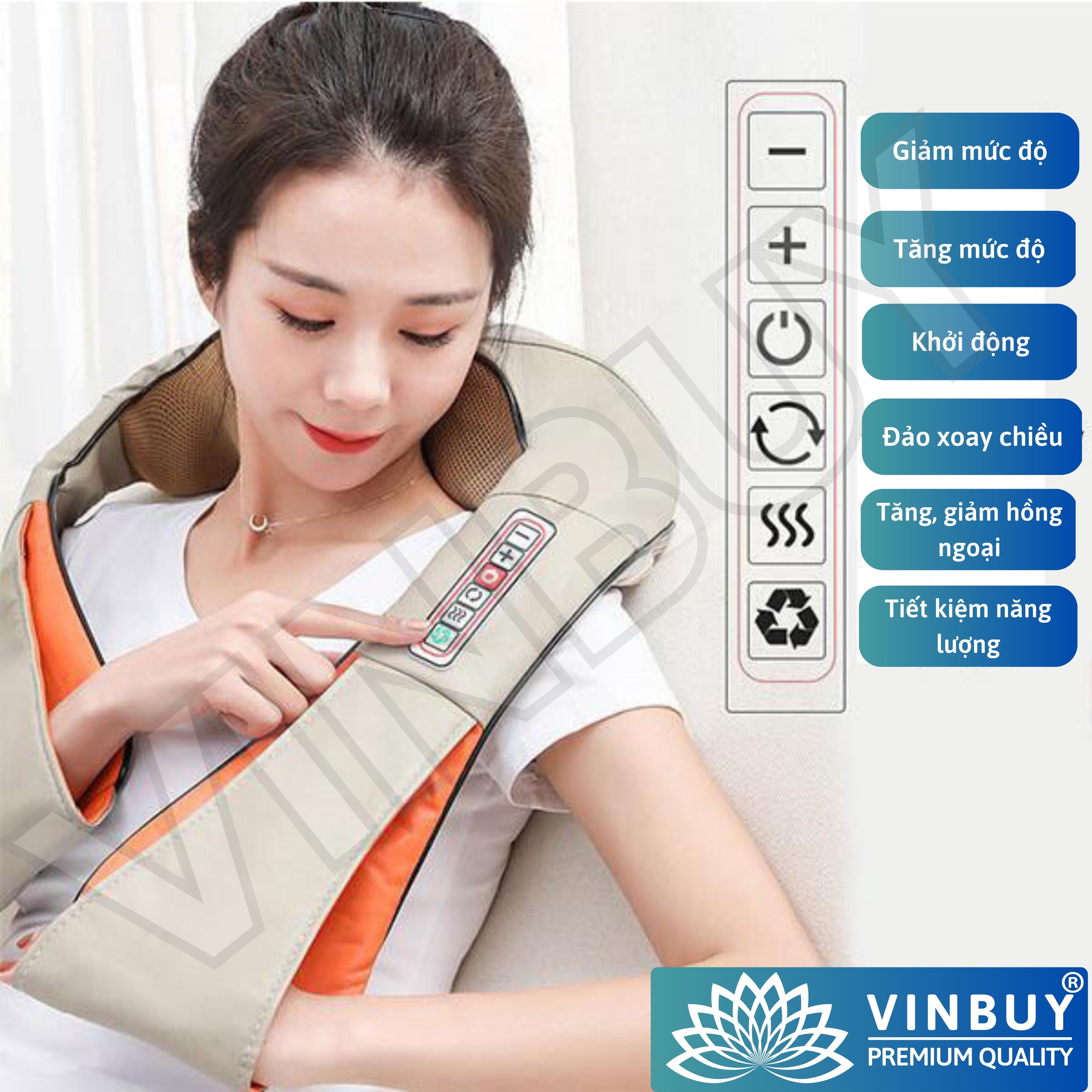 Máy Massage Cổ Vai Gáy Hồng Ngoại VINBUY, Gối Massage Cổ Vai Gáy, Đai Mát Xa Toàn Thân Chuyên Sâu, Giảm Đau Cơ, Cứng Khớp - Quà Tặng Cho Sức Khỏe - Hàng Chính Hãng
