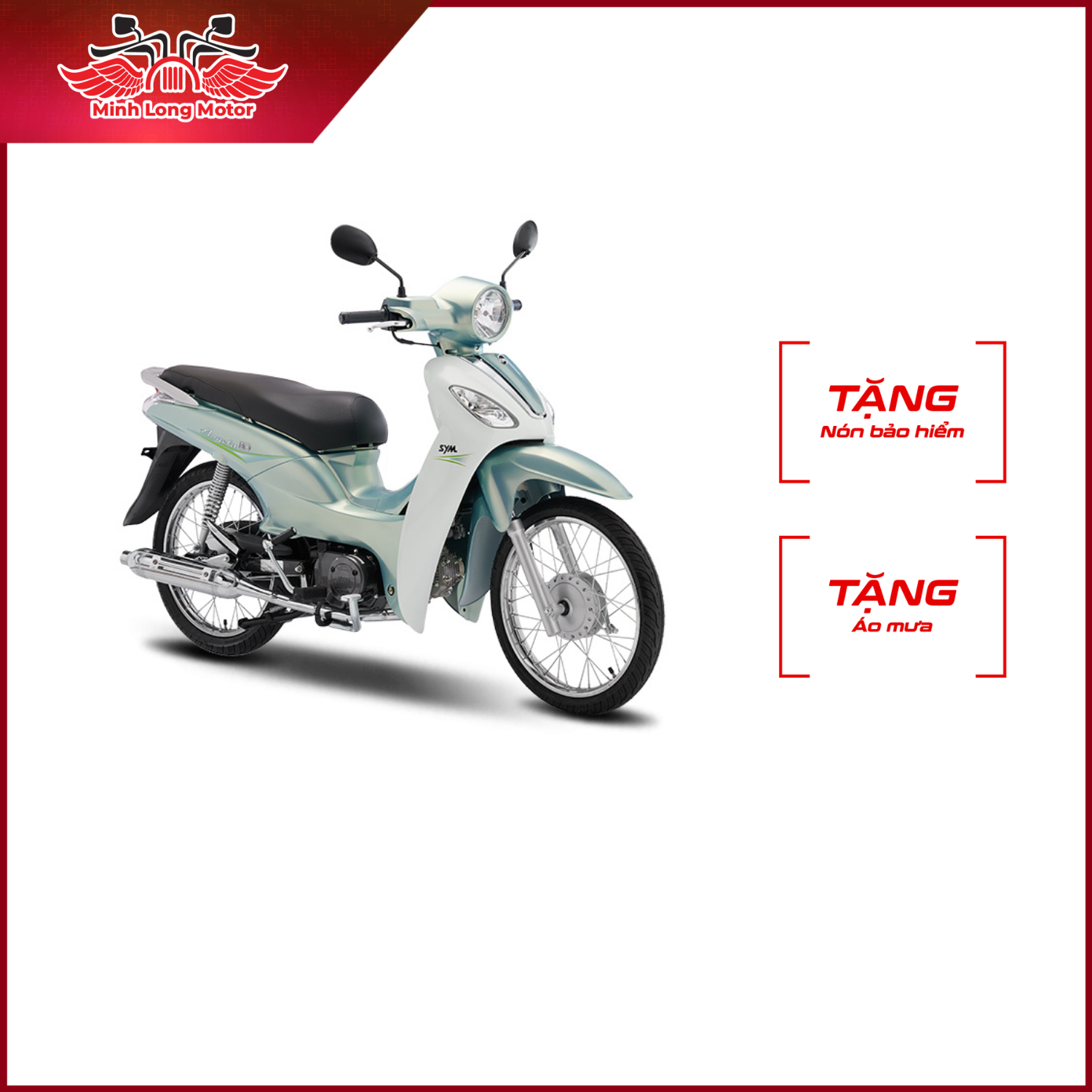 Xe Số Sym Angela 50cc - Xanh ngọc trắng