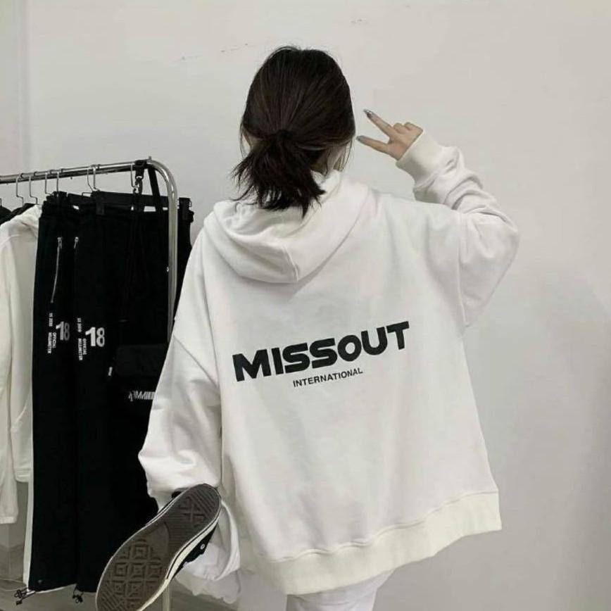 ÁO KHOÁC NỈ HOODIE ZIP MISSOUT NAM NỮ - GIN STORE