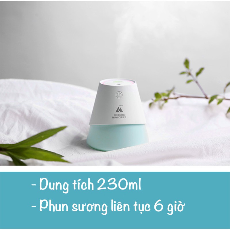 Máy Tạo Ẩm Không Khí 3 In 1 - Máy Phun Sương, Khuếch Tán Tinh Dầu Có Đèn Led Và Quạt USB - Hàng Chính Hãng