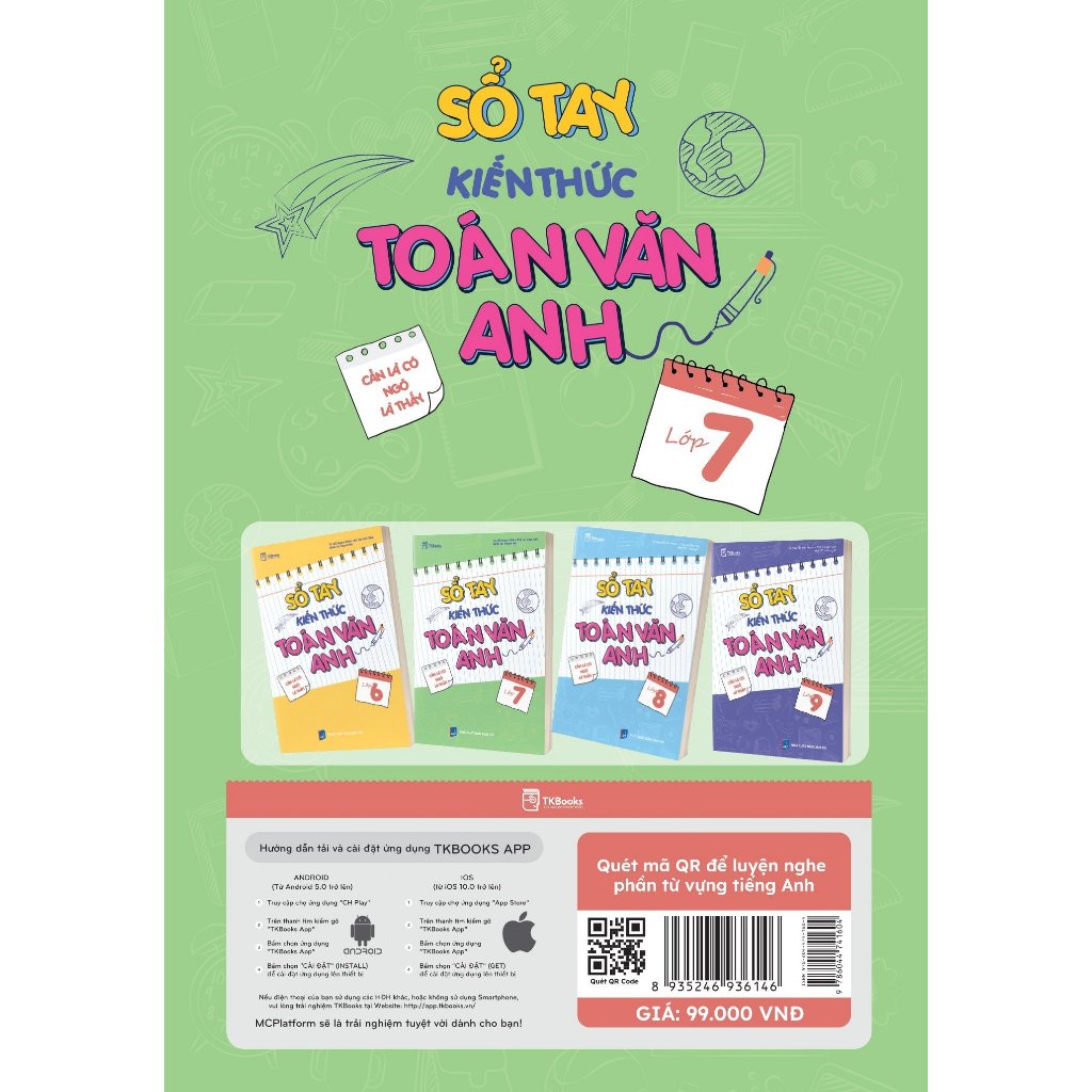 Sách - Sổ tay kiến thức Toán Văn Anh Lớp 7