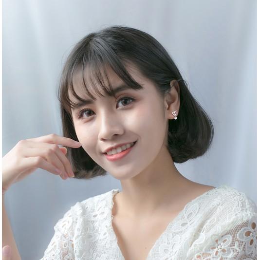 Khuyên tai bạc Ý s925 Tim rỗng thả đá E2113 - AROCH Jewelry