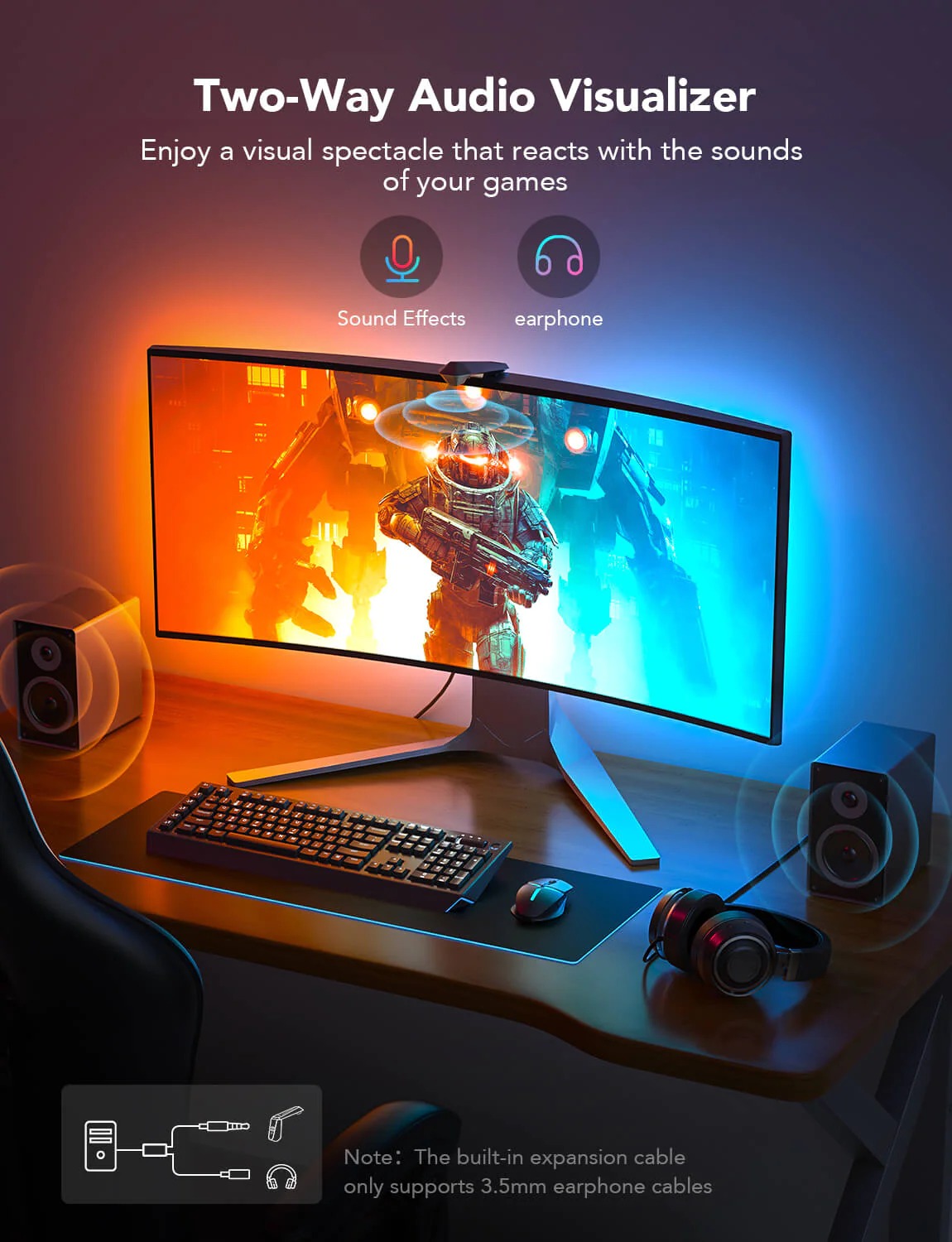 Đèn LED RGB Gaming Govee DreamView G1 Gaming Light H604B | Đèn cho không gian chơi game, giải trí | Chuyển màu theo màn hình