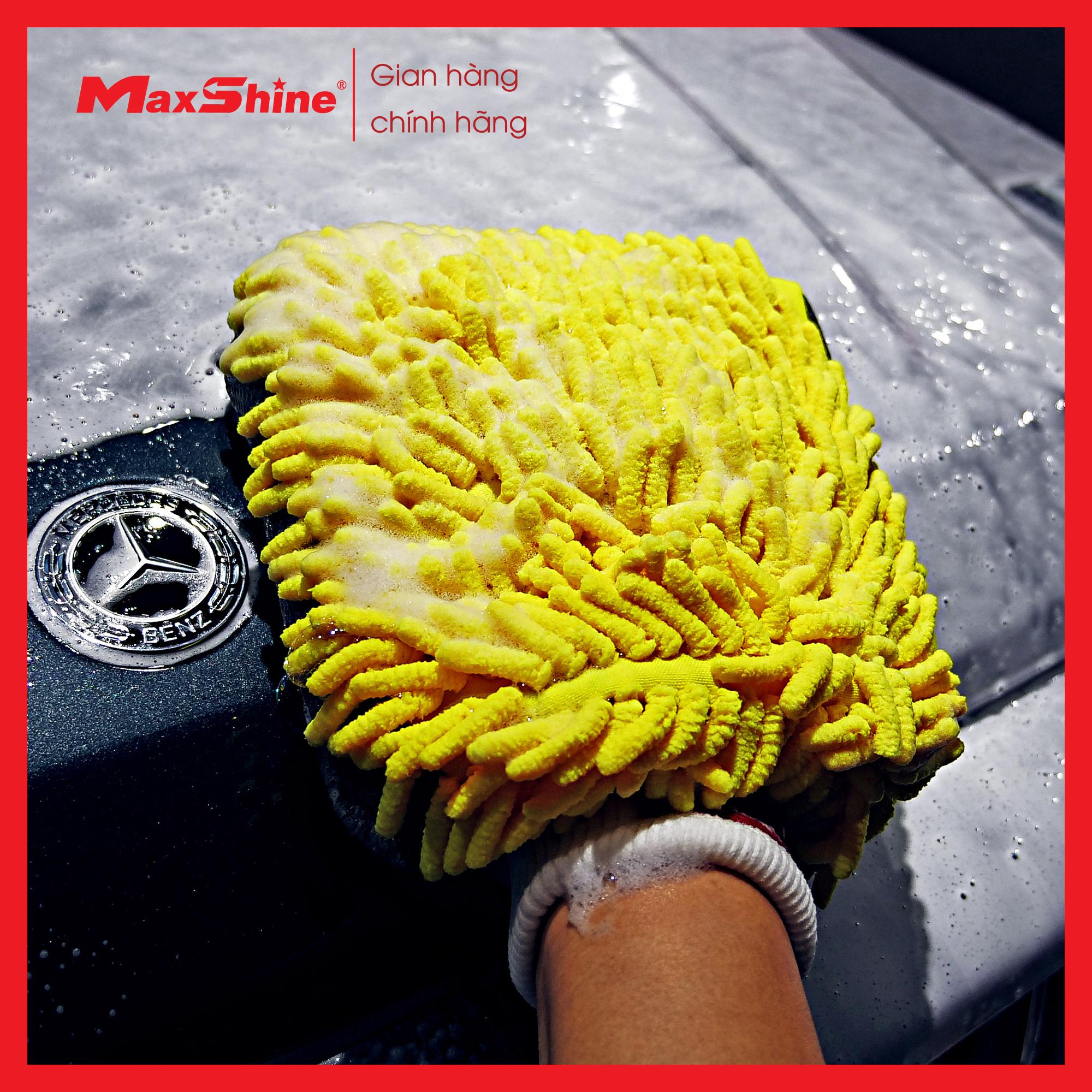 Bao tay rửa xe nhung sợi Microfiber màu vàng 1120003Y Maxshine rất mềm nên không gây trầy xước sơn xe, không xơ lông và không để lại vết xoáy trên thân xe