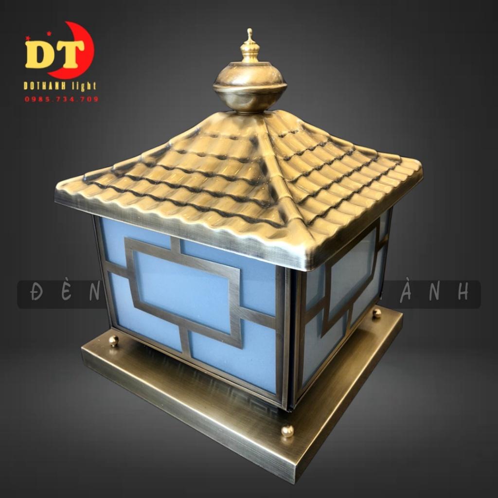 Đèn trụ cổng đồng nlmt năng lượng mặt trời sang trọng cao cấp phong cách bắc âu HTLQ tcd