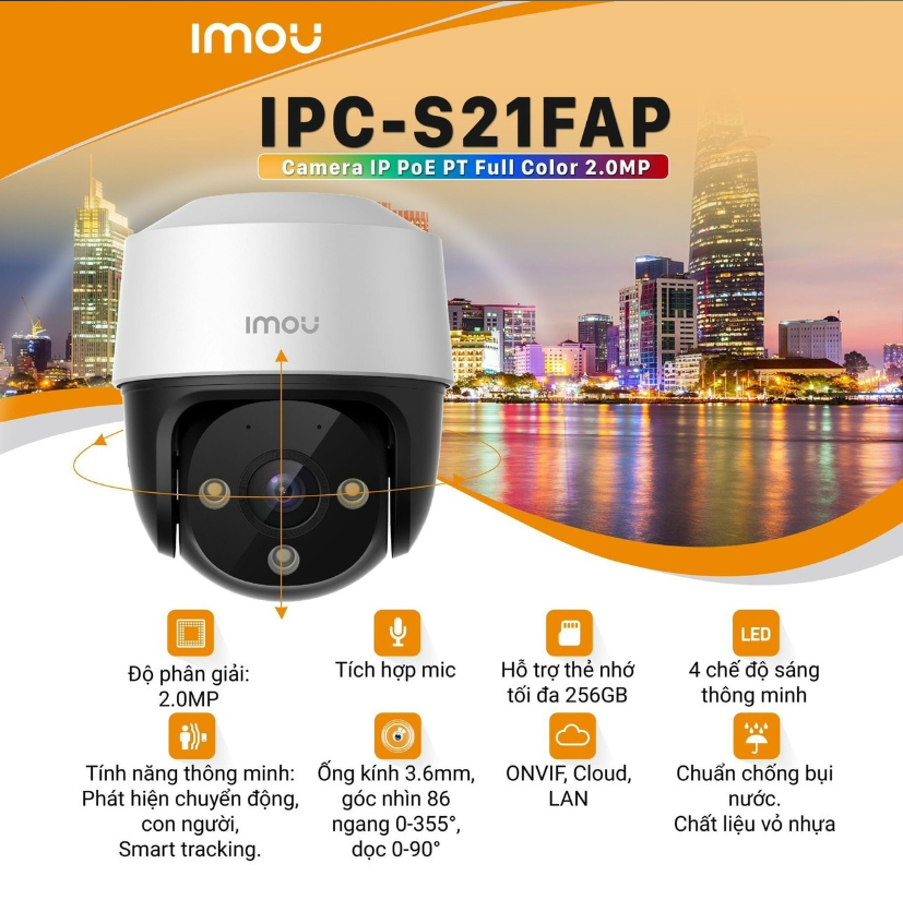 Camera IP Speed Dome Hồng Ngoại 2.0 Megapixel IPC-S21FAP-IMOU-hàng chính hãng