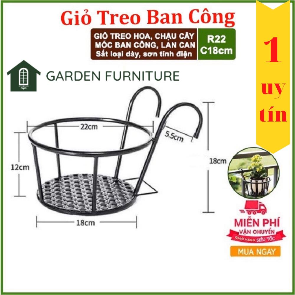 Giỏ sắt treo chậu cây, kệ để chậu hoa cây cảnh có móc treo ngoài ban công tiện lợi, tiết kiệm không gian