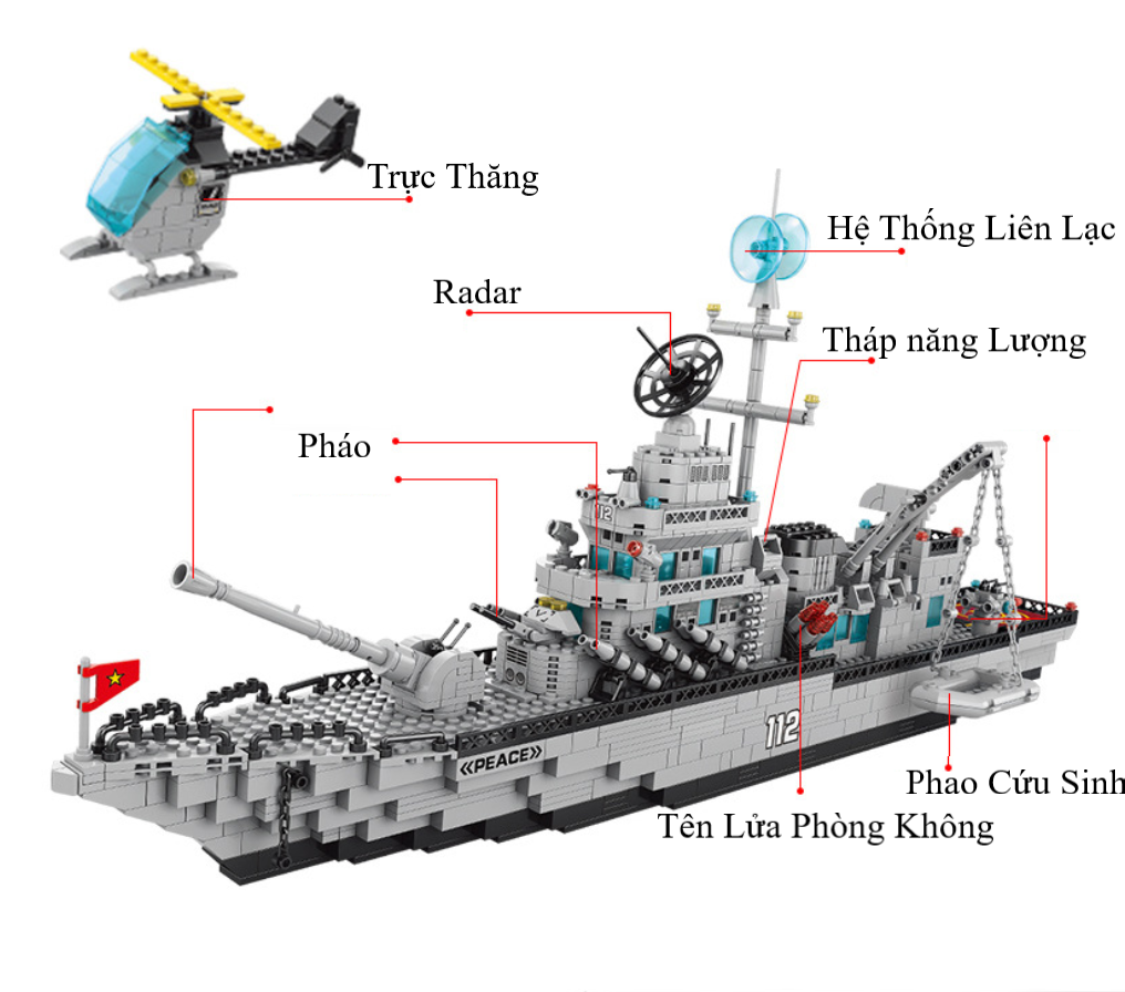 [1560 CHI TIẾT-Hộp Carton] BỘ ĐỒ CHƠI LẮP GHÉP XẾP HÌNH Mô Hình TÀU CHIẾN HẠM, CHIẾN THUYỀN PHÁT TRIỂN TƯ DUY CHO TRẺ