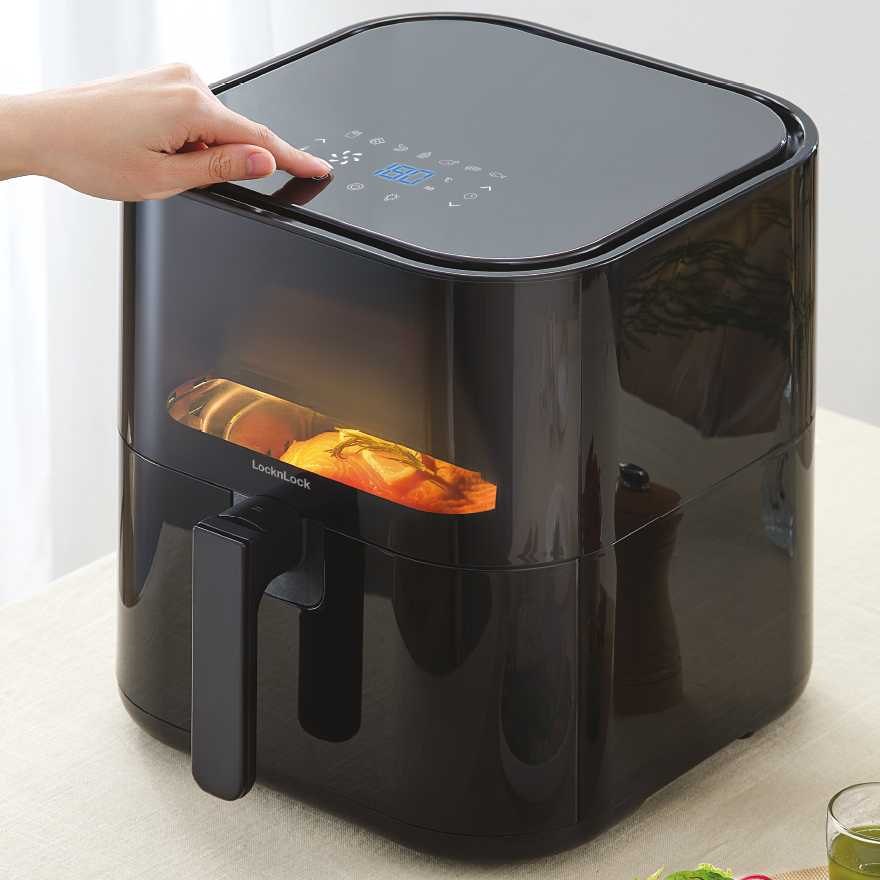 Nồi Chiên Không Dầu Locknlock Visible Air Fryer CUBE EJF996BLK - Hàng Chính Hãng