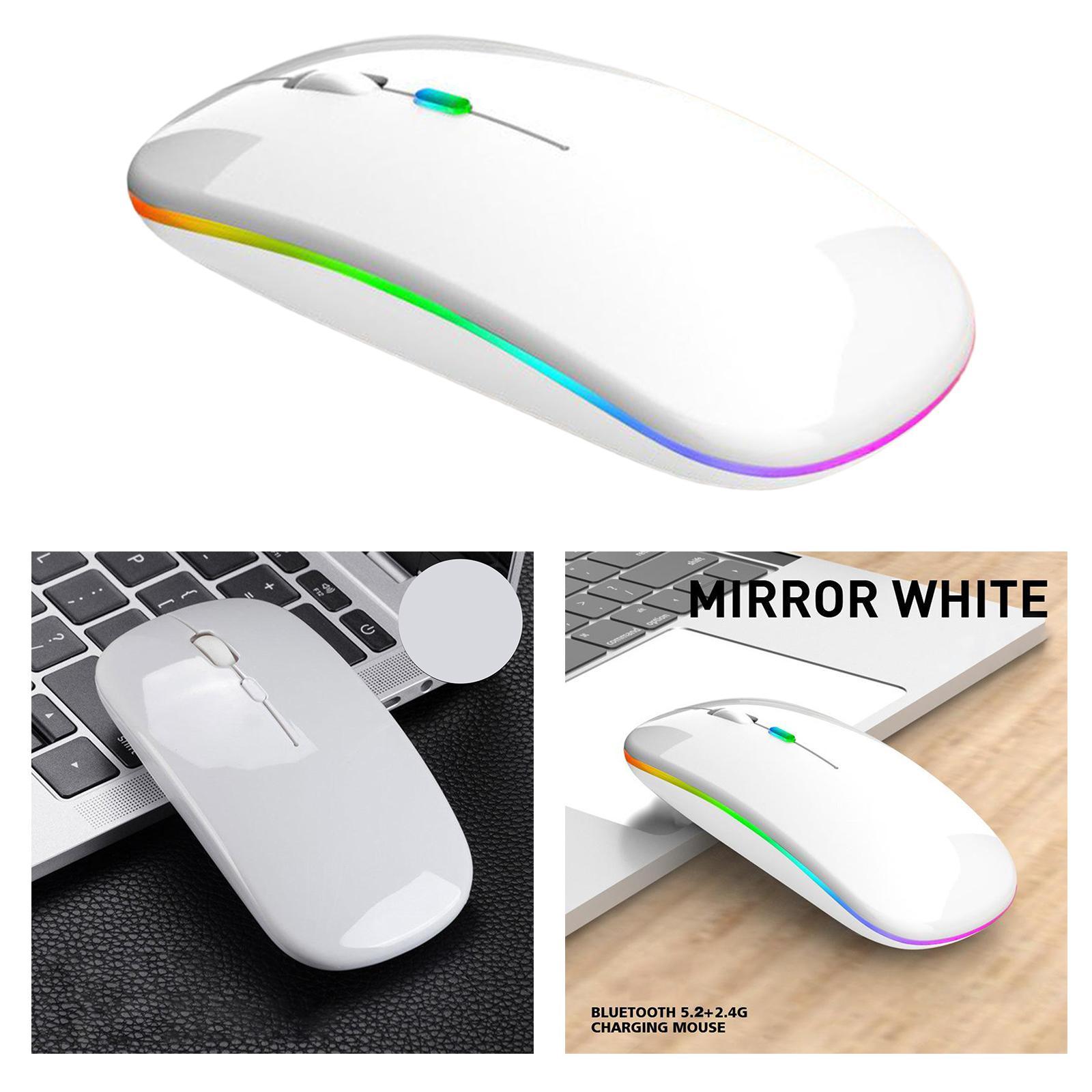 Silent LED Wireless Mouse Rechargeable Optical Office Laptop White