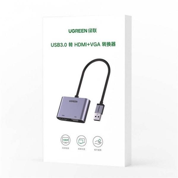 Cáp Chuyển đổi USB 3.0 Sang HDMI + VGA 1080P/60Hz 20518 | Hỗ trợ độ phân giải cổng HDMI và VGA là FullHD