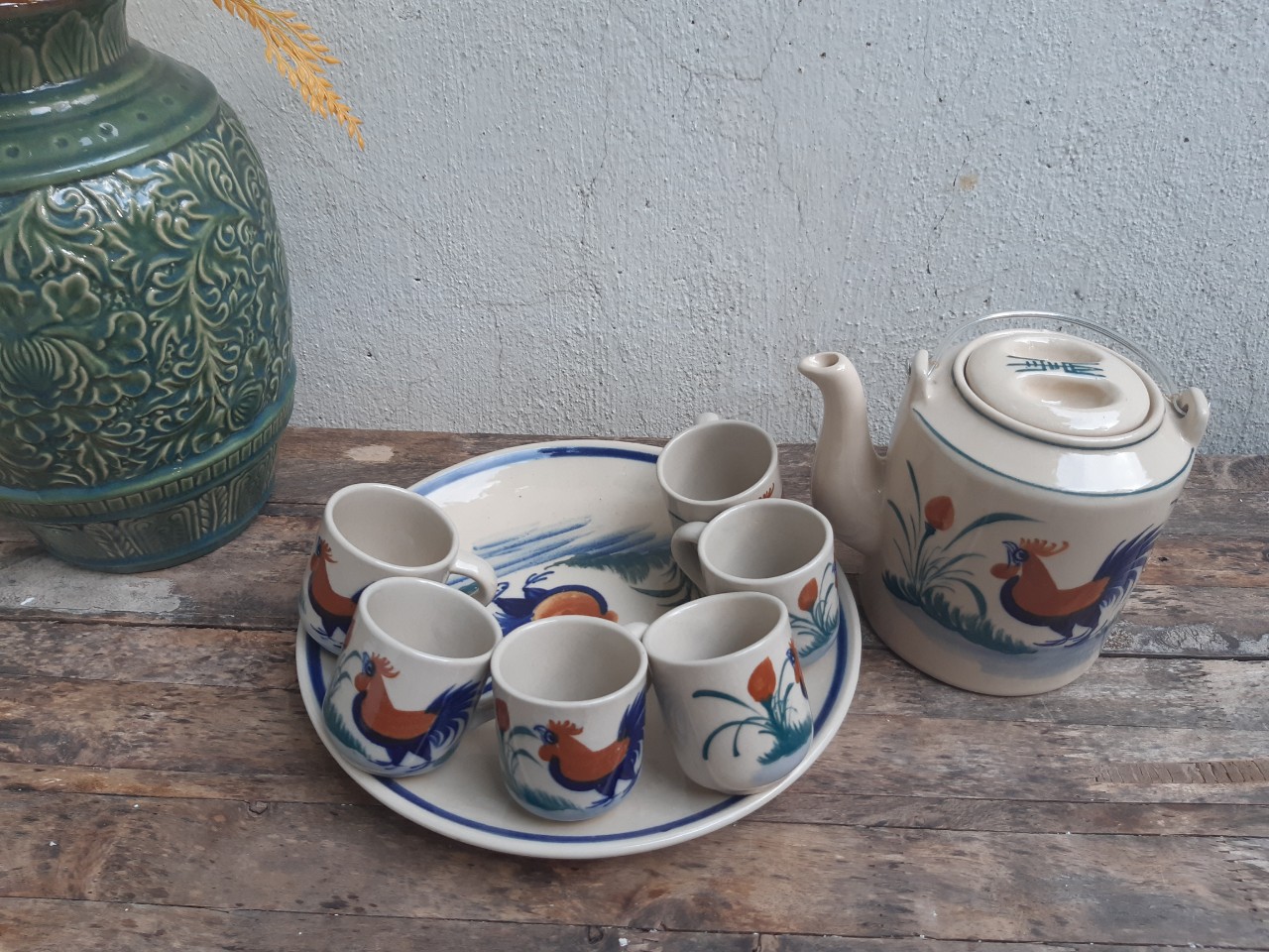 Bộ ấm trà con gà trống bao đẹp