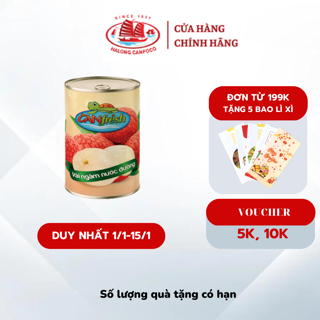 Vải Ngâm Nước Đường CANfresh 560g - Đồ Hộp Hạ Long