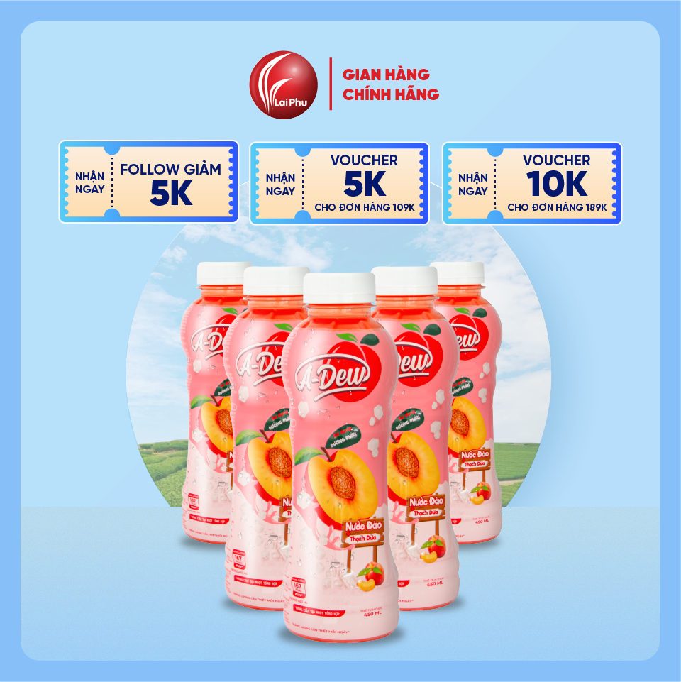 Nước Đào Thạch Dừa A Dew Chai 450ml - Thùng 24 Chai