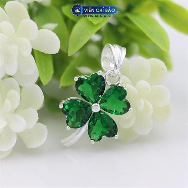 Dây chuyền bạc nữ mặt cỏ 4 lá chất liệu bạc S925 thời trang phụ kiện trang sức nữ Viễn Chí Bảo M400338 + D400143x