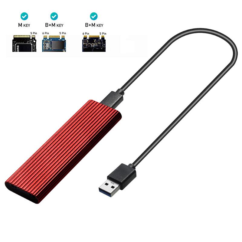 Trường hợp M2 SSD NVME bao vây M.2 sang bộ chuyển đổi USB SSD cho NVME PCIE NGFF M.2 SATA SSD M/B M Key 2230/2242/2260/2280 M2 Giao thức kép