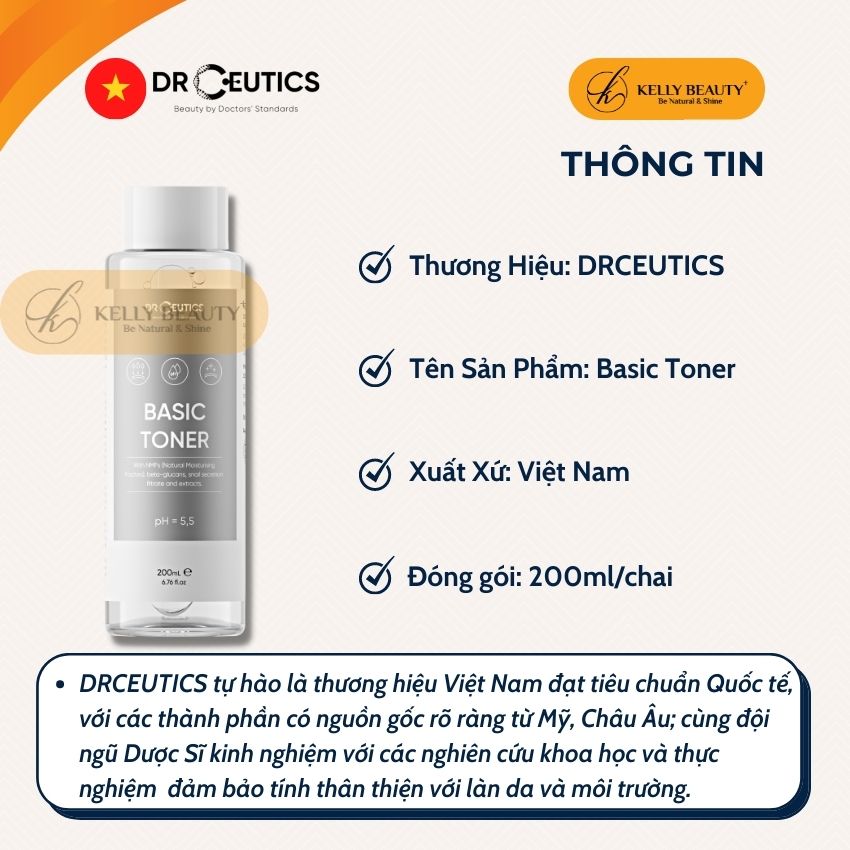 Basic Toner DrCeutics - Cân Bằng Độ pH, Cấp Ẩm Làm Dịu Làn Da | Kelly Beauty