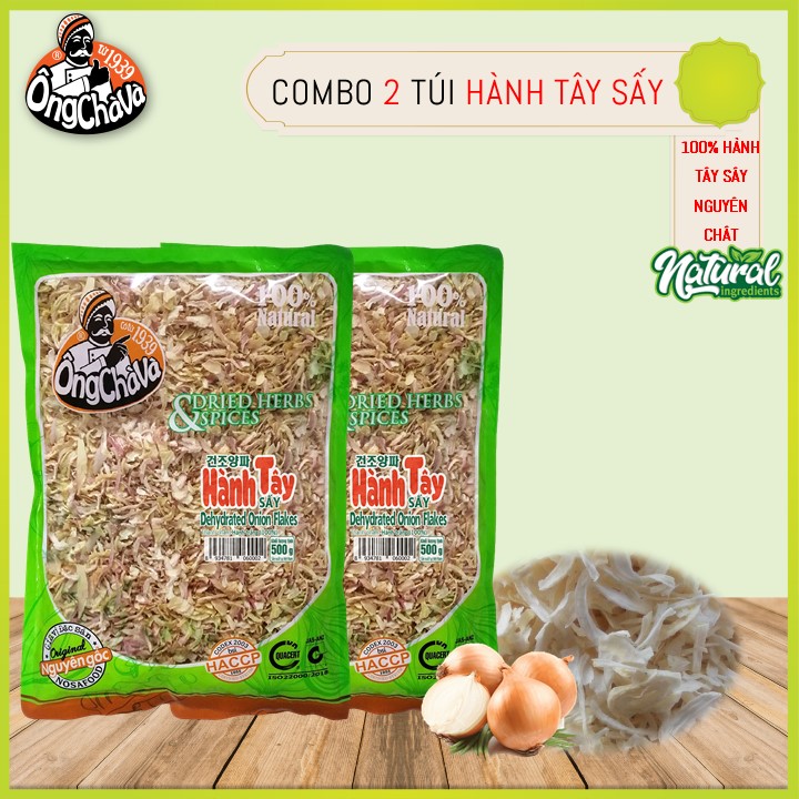 Combo 2 Túi Hành Tây Sấy Ông Chà Và 500g (Dehydrat Onion Flakes)